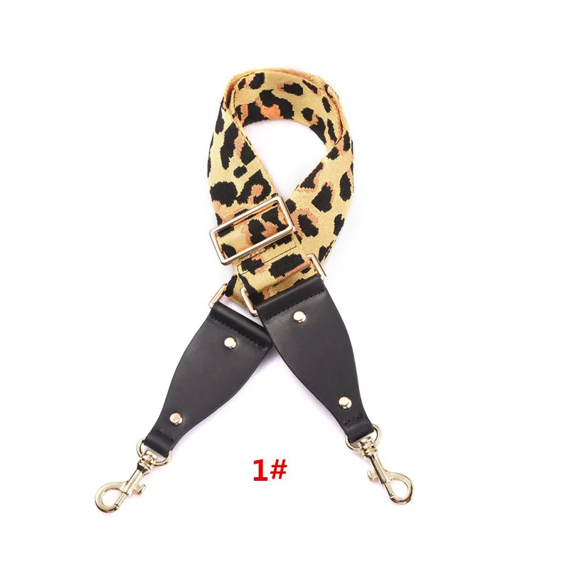 Новая парусиновая сумка с леопардовой лентой и ремешком 120 см, регулируемый цветочный узор, широкий плечевой ремень, кожаная сумка, аксессуары в диком стиле - Цвет: ribbon 1 Gold hook