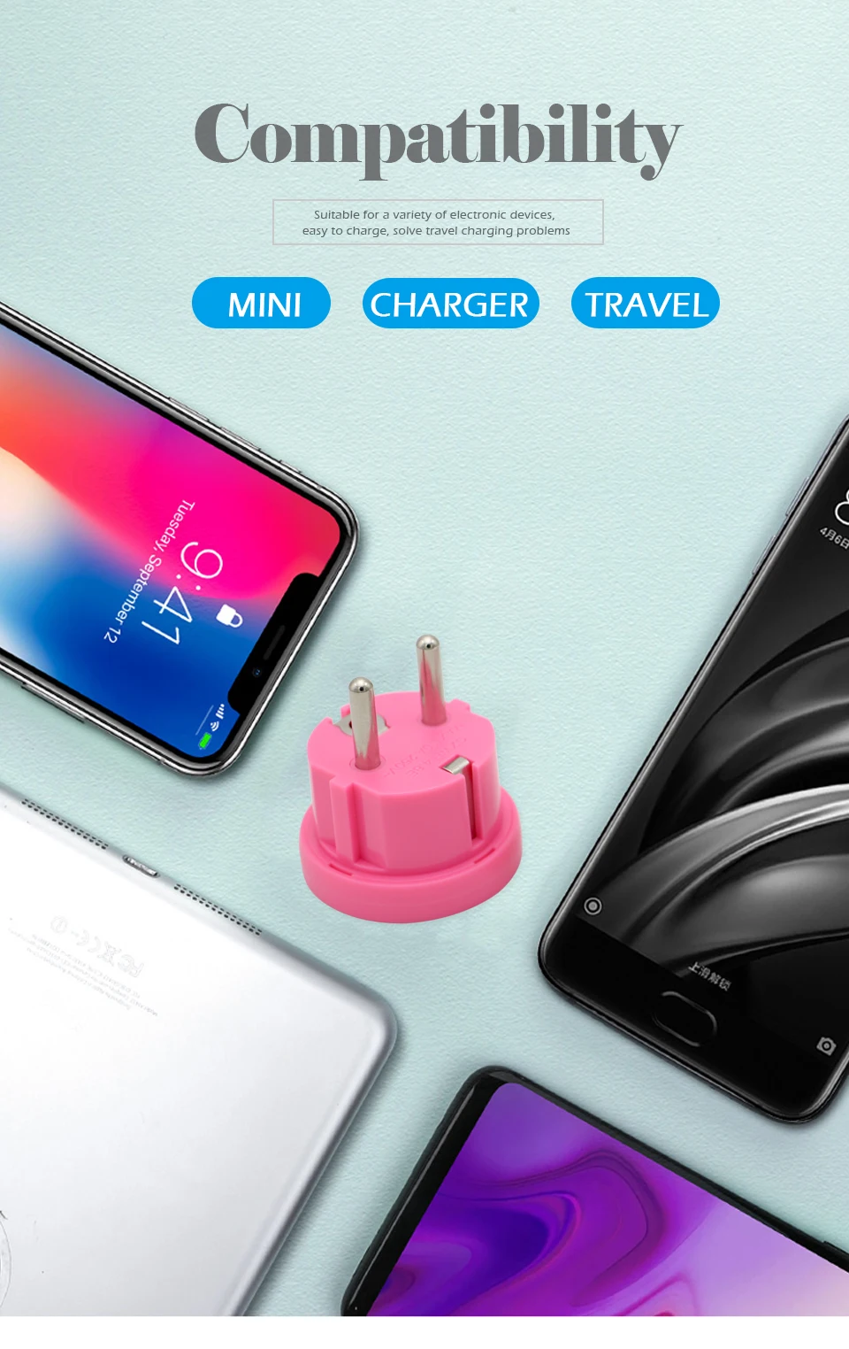 1PC US AU To EU Plug 2 Round Pin Socket USA AUS To Eur Europe Travel Wall AC Power Plug Wall Charger Outlet Adapter Converter (14)