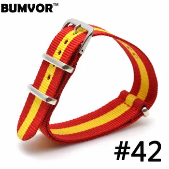 

High quality Yellow-Red 20MM Nylon Watch band NATO straps waterproof watch strap with Stainless steel buckle