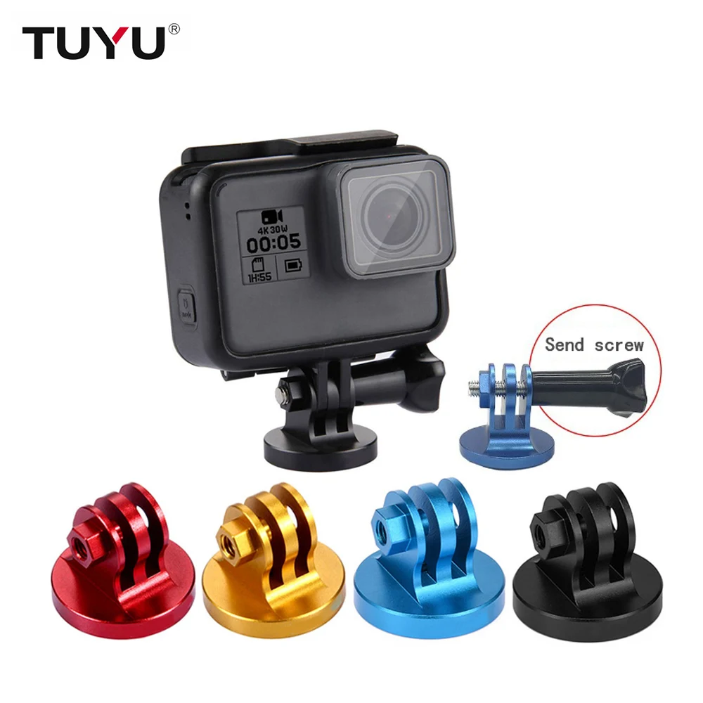 

Go pro Accessories CNC Aluminum Alloy Tripod Mount Base Tripod Adapter for GoPro Hero7 6 5 4 sj4000 EKEN H9 XIAO YI 4K