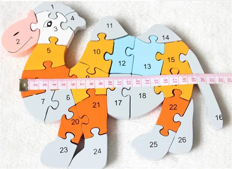 New wooden toy Animal 26 piece English letters and digital cognitive Wooden Jigsaw Puzzle Free shipping