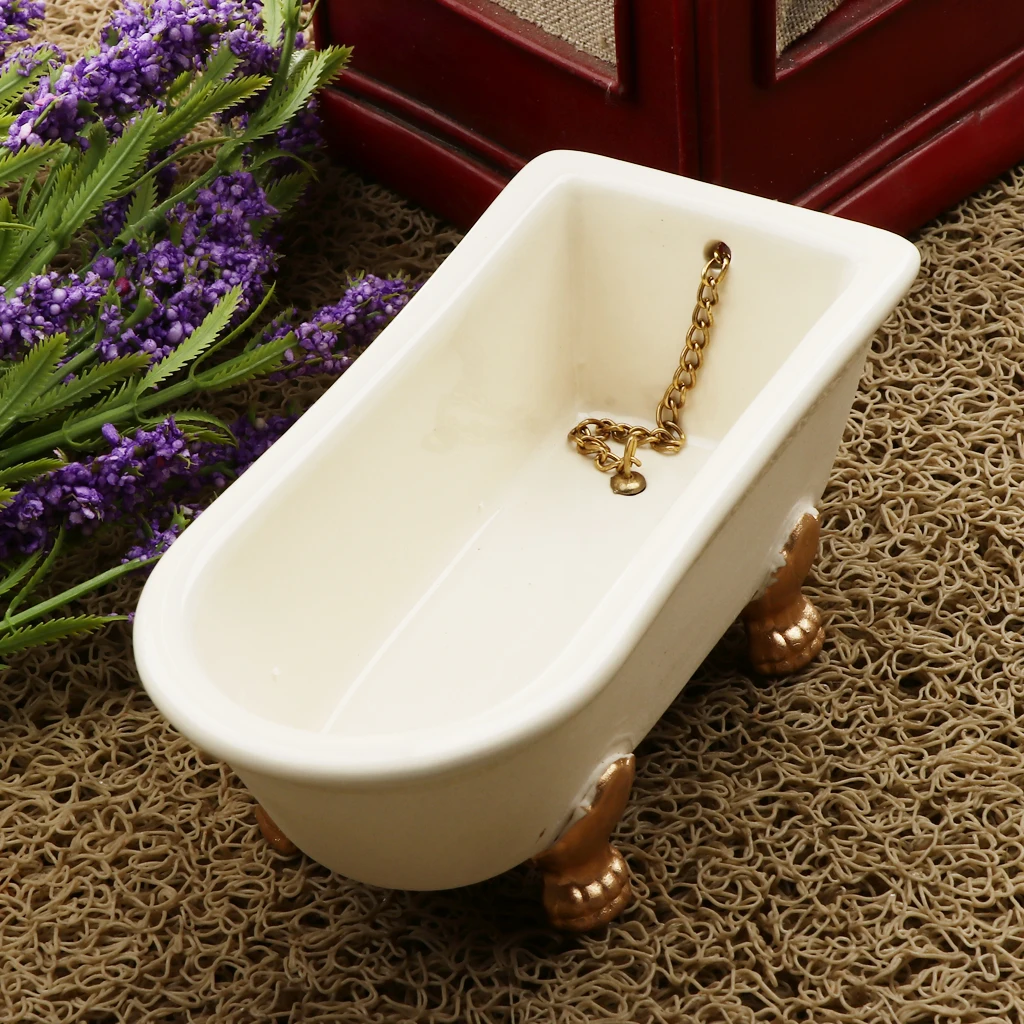 

1/12 Bathtub Basin Model Pretend Play Bathroom Accessory for Kids Children 1/12 Dollhouse Miniature Decoration Toy