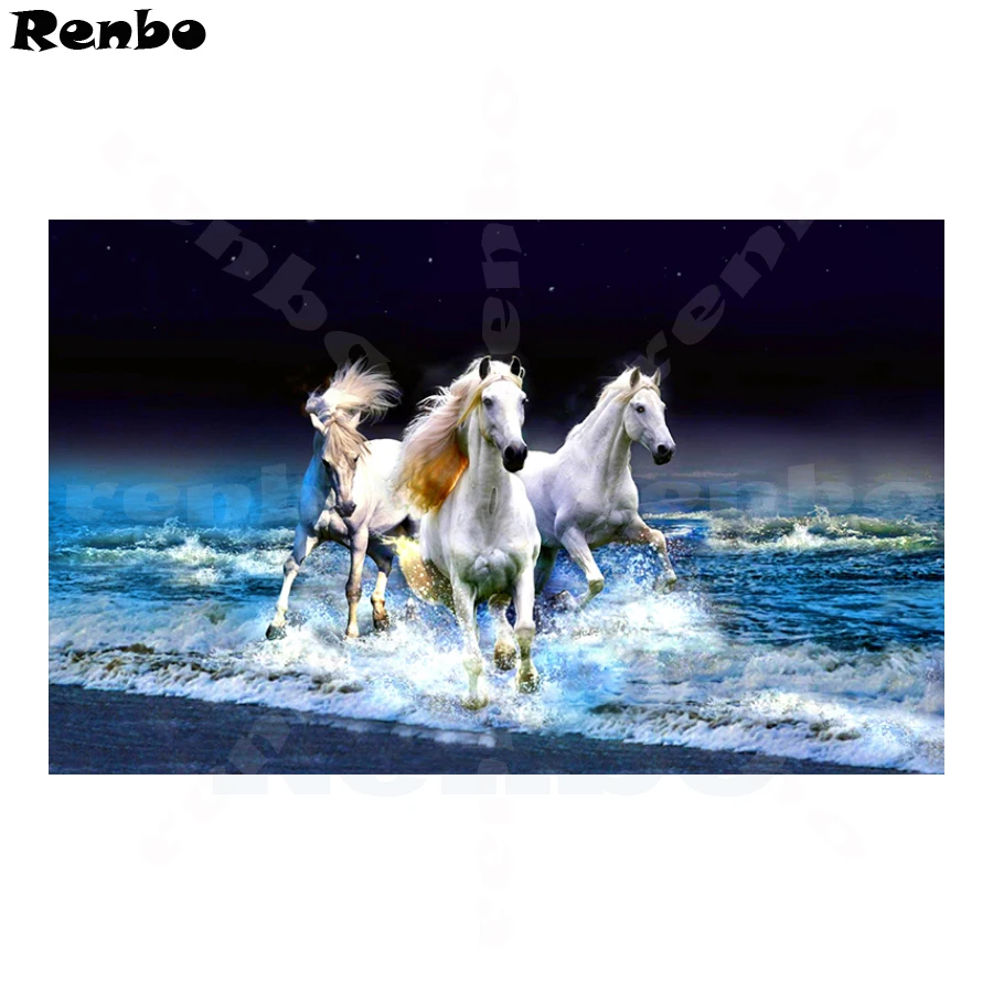 

New 5D DIY Diamond Painting Needlework Embroidery Horse animals Picture mosaic Cross Stitch Square Rhinestone Home Decor A548