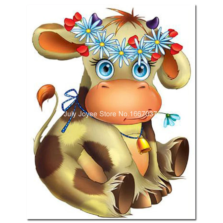 Cartoon cow with big eyes very cute Diy diamond painting animal 3D  Rhinestones picture cartoon Hobbies and crafts patchwork|cow leather|cow  print t shirtcow sculpture - AliExpress
