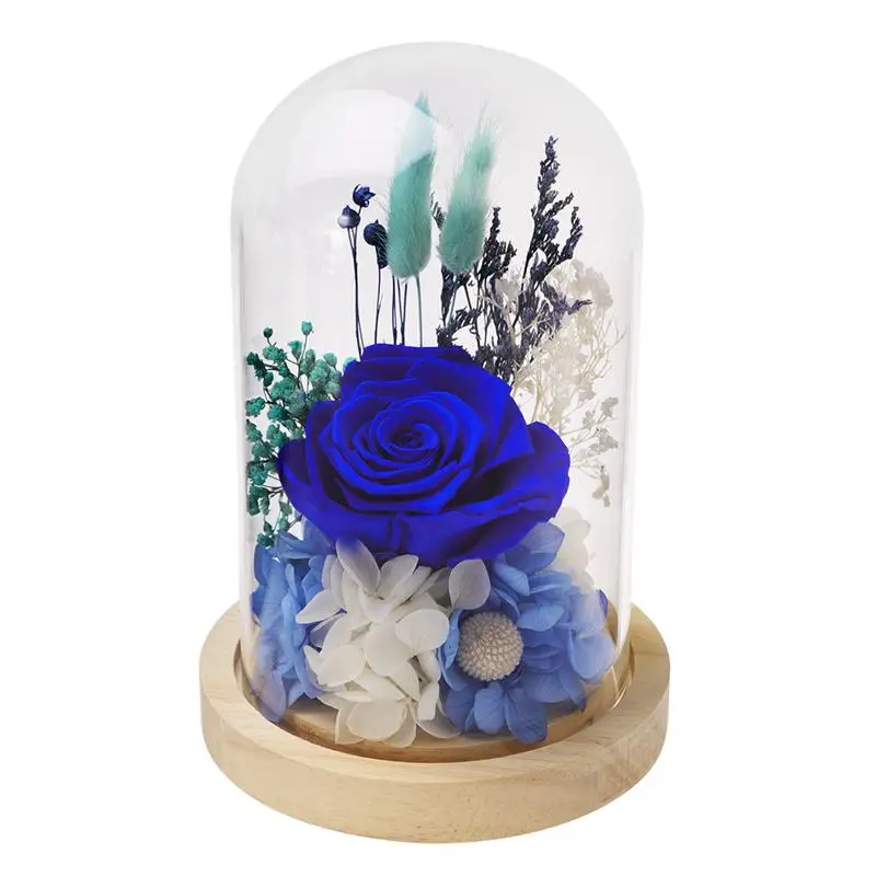 Preserved Flowers Immortal Rose Flower In Glass Dome with ...