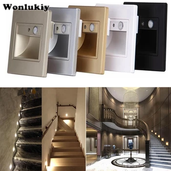 

10pcs PIR Motion Sensor Led Stair Light Infrared Human Body Induction Recessed Step Ladder Wall Lamp Use with 86# Box