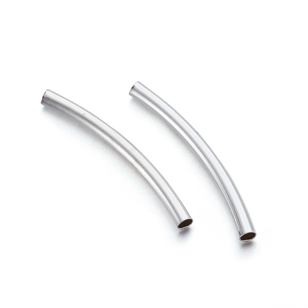 500pc 2x25mm Curved Brass Metal Tube Loose Beads for Jewelry Making DIY Findings Accessories