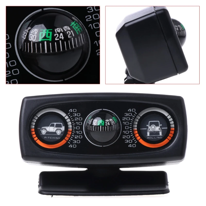  3 In 1 Car Compass Inclinometer Angle Slope Level Meter Finder Gradient Balancer