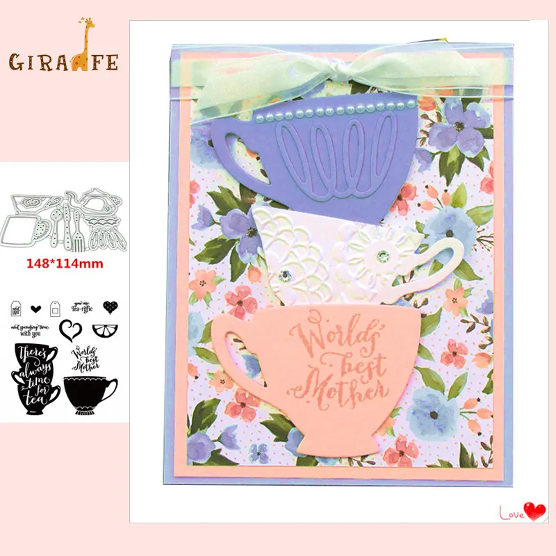 

Teapot CUP Metal cutting dies and stamps For Scrapbooking Embossing Decorative Crafts DIY Paper Cards New 2019