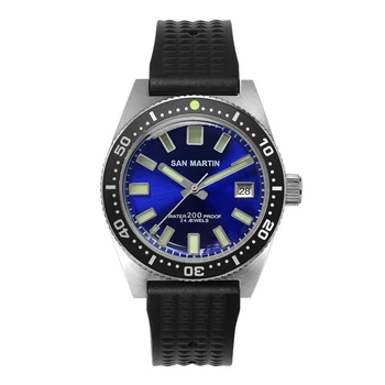 

San Martin 62MAS Men Automatic Watch Stainless Steel Diving Watch 200m Water Resistant Ceramics Bezel Fashion Wristwatches NH35