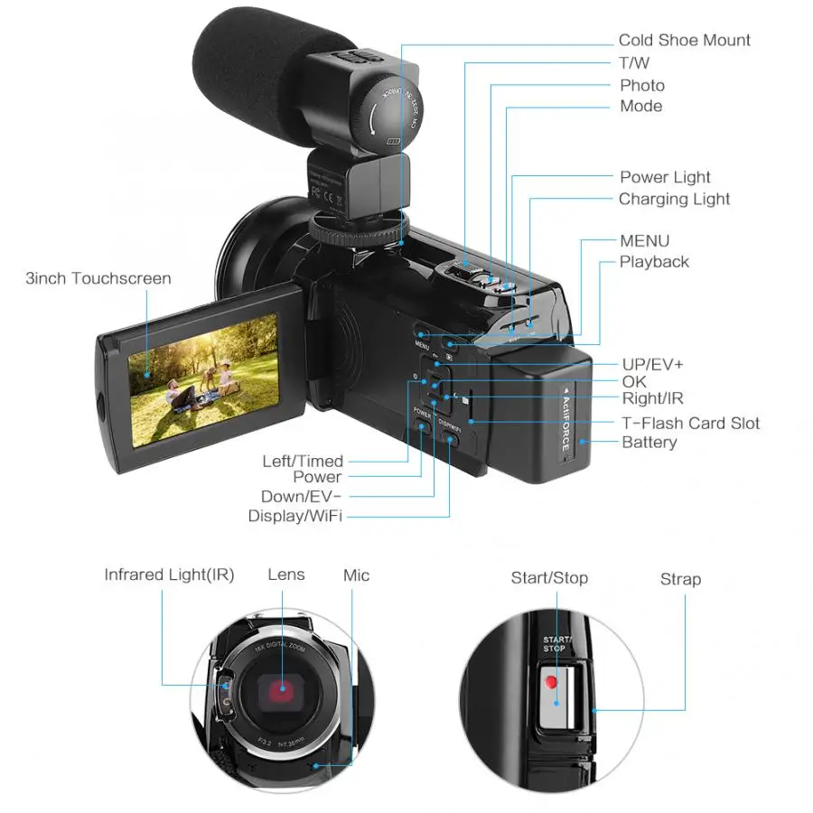4 K 48MP WiFi цифровая видеокамера с функцией ночного видения camaras