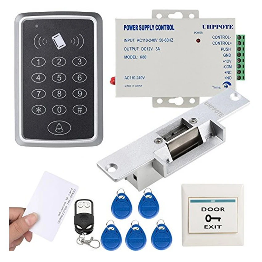 

Door Access Control System AGPtEK RFID Home Kit with 60kg 130LB Electromagnetic Lock Door Entry keypad Key Fobs EXIT Button