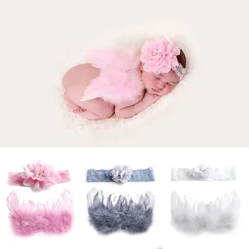 New Newborn Baby Flower Headband+Wing Prop Outfits Costume Photo Photography Set