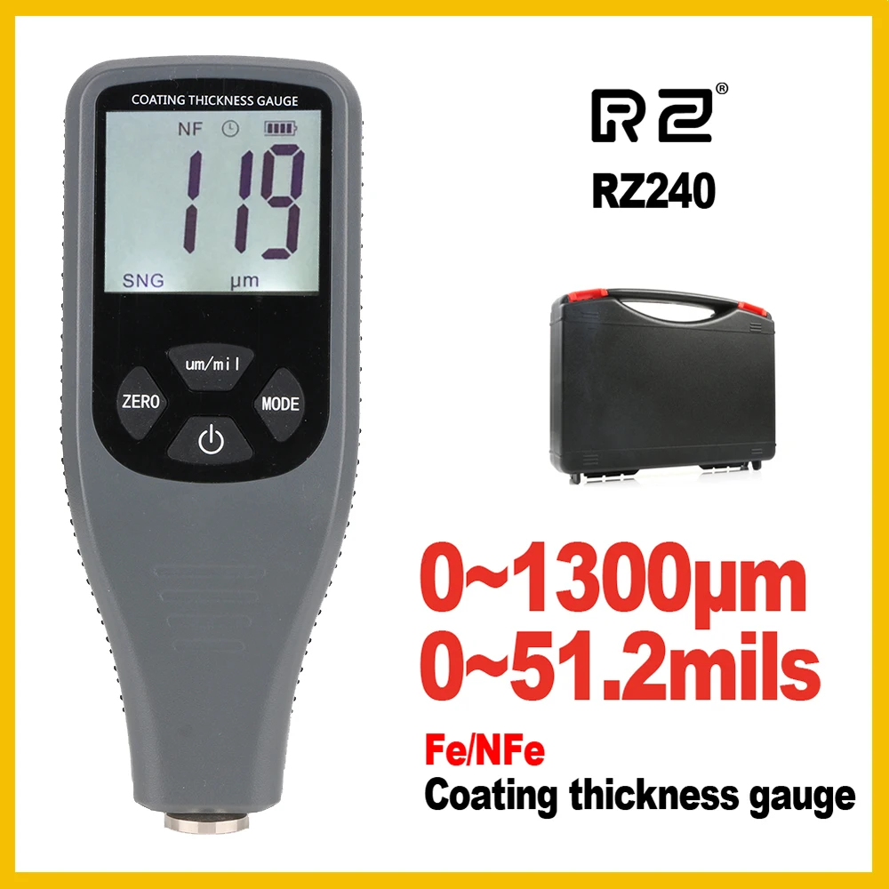 

Coating Thickness Gauge Digital Coating Paint Thickness Gauge Meter Tools Ferrous and non-Ferrous 2 in 1 RZ240