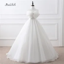 White/Ivory Wedding Gown Ball Gown Simple Wedding Dresses With Big Bow Trouwjurk Organza Arab Bridal Dresses Robe De Mariee 2017