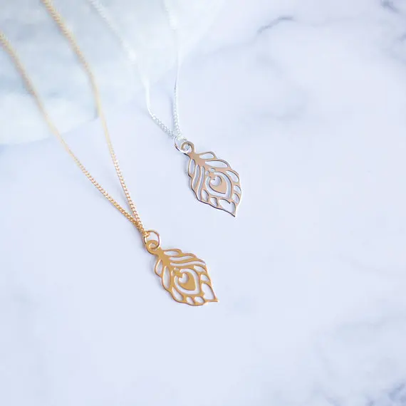 stainless steel Gold Peacock Necklace 