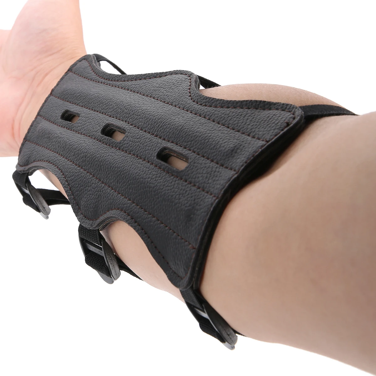 Mayitr Leather Shooting Archery Arm Guard Bow Protective Gear 3 Straps Green Camouflage Black