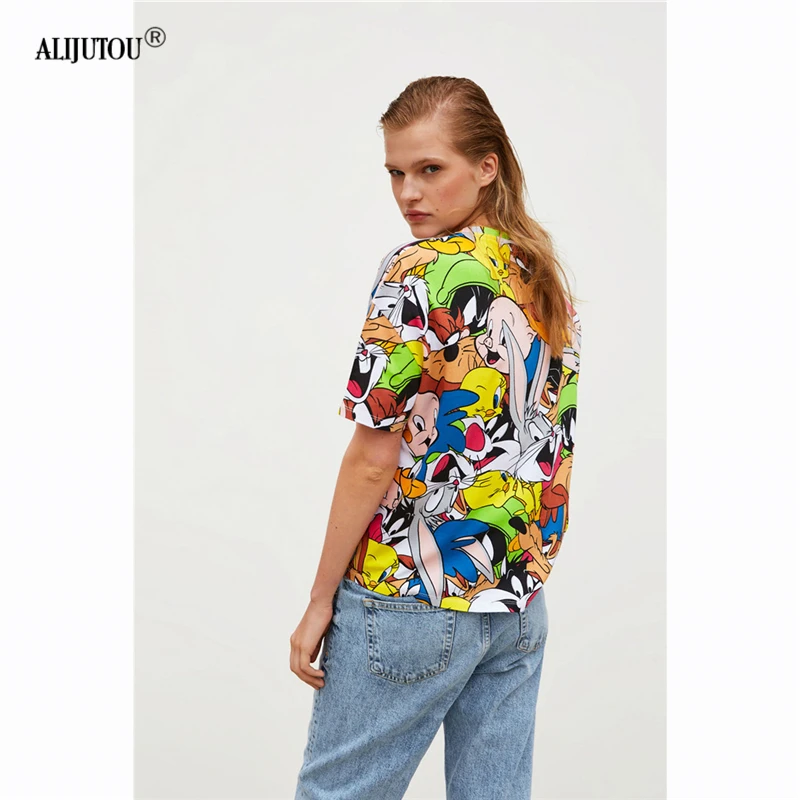 Zaraing Bugs Bunny Cartoon Short sleeve classic Tshirt For Women 2019 summer Cute Casual Female Print Tees O Neck T-shirts tops