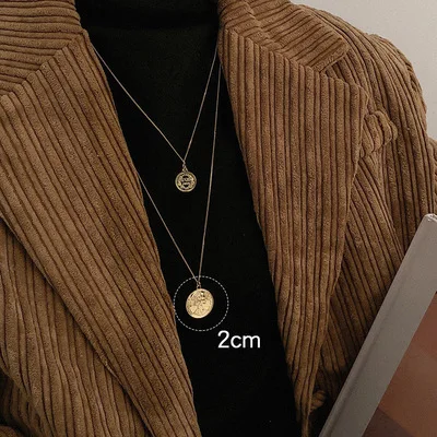 HUANZHI Золотое круглое винтажное простое многослойное ожерелье с длинной цепочкой и подвеской для свитера, Трендовое ювелирное изделие - Окраска металла: A 2cm