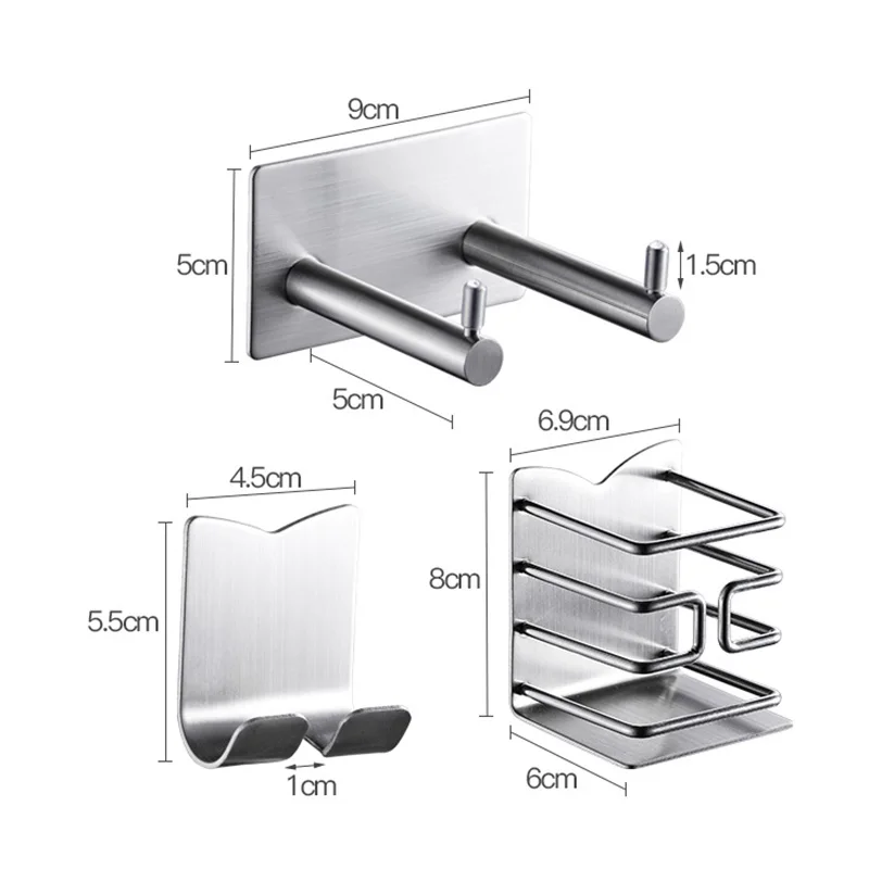 High quality bathroom hair dryer rack aluminum hair dryer bracket holder multi-functional  silver shelves bathroom storage