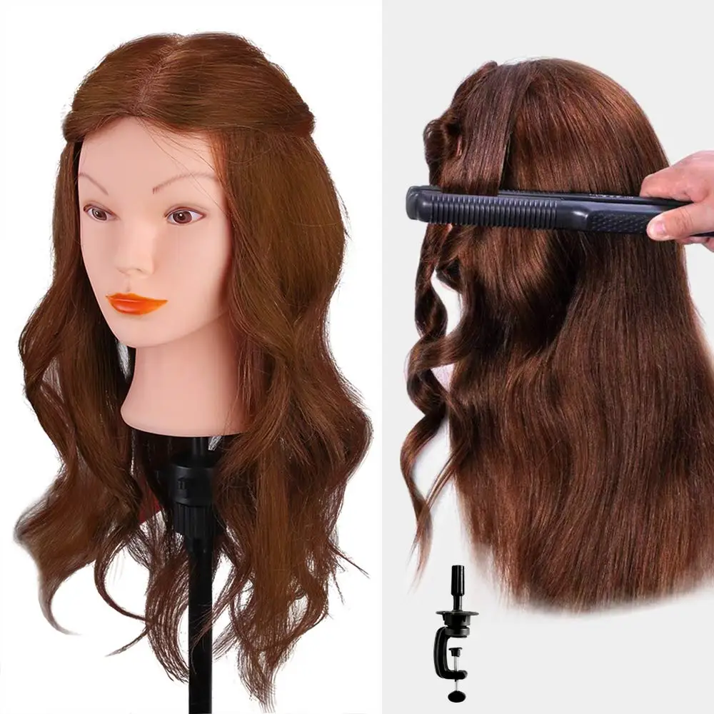 Koop 18 Inch 100% Human Hair Styling Training Hoofd Hoofd Voor Rechttrekken, Curling, Verven, Bleken