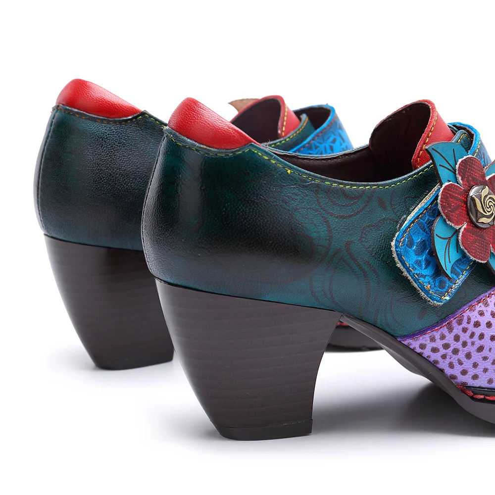 Женские туфли-лодочки в богемном стиле в стиле ретро; женские демисезонные туфли из натуральной кожи на высоком блочном каблуке; женские туфли-лодочки; большие размеры