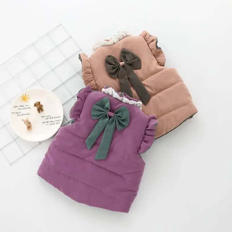 

2018 Spring Autumn Winter Kid Children Infant Baby Vests Cute Bowknot Girl Clothes Jacket Outerwear Coat Baby Girls Vest JW6051