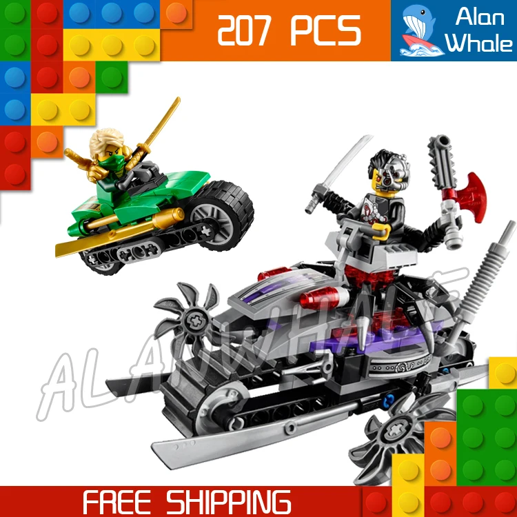 

203pcs Ninja OverBorg Attack Green Cycle All-terrain Tank Bike 10220 Figure Building Blocks Kid Toy Compatible With LegoING