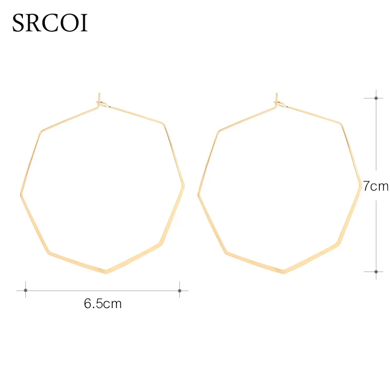 SRCOI большой круг обруч серьги для женщин простой Панк Стиль Brincos круглые квадратные серьги простые геометрические вечерние ювелирные изделия