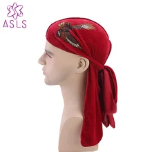 Новинка 2018New унисекс с вышивкой орла бархатная дюраг до тряпка пропускающая воздух бандана шляпа длинный хвост головной убор Кепка chemo аксессуары для волос