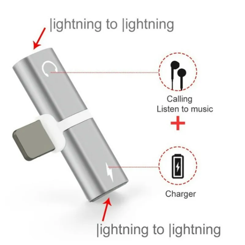 

Data Line Adapter Headphone Lightnig Audio Charger Adapter 2 In 1 For IPhone