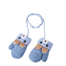 Детские зимние теплые рукавицы в стиле пэчворк с рисунком медведя для мальчиков и девочек 1-4 лет