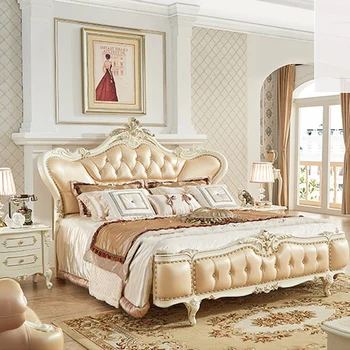 

Luxury oak leather princess wedding bed