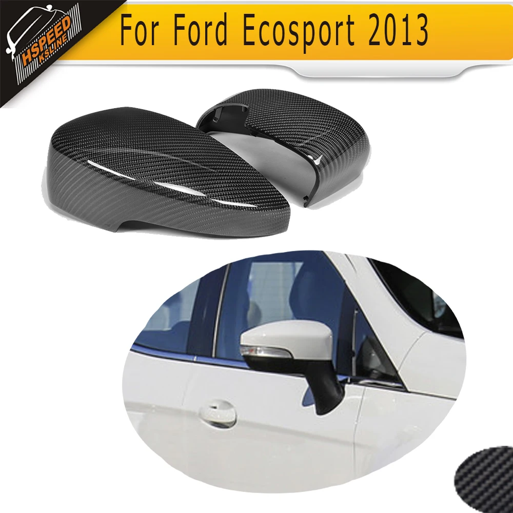 carbon fiber Full Replacement side rear back view mirror covers Caps for Ford Ecosport 2013