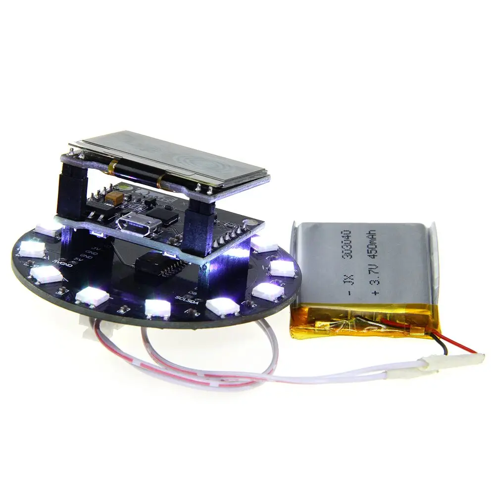 

ESP32/ X-8266 ESP-WROOM-02 WiFi Bluetooth Module&X-Battery Shield +1.3 inch OLED+X-Ring RGB WS2812b
