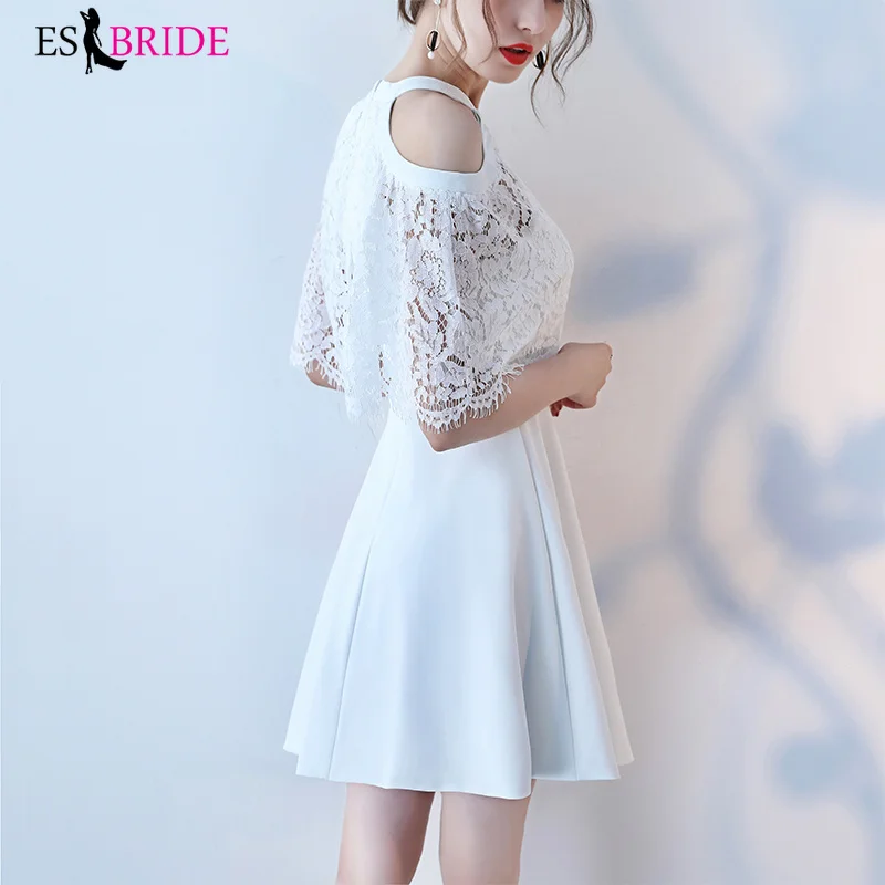 Белое простое платье Vestidos De Fiesta De Noche вечерние платья принцессы короткое вечернее платье трапециевидной формы Robe De Soiree ES2368