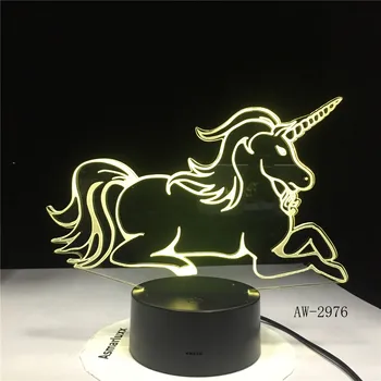 

Lying Down Unicorn Romantic Gift 3D LED Table Lamp 7 Color Change Night Light Room Decor Holiday Girlfriend Kids Toys AW-2976
