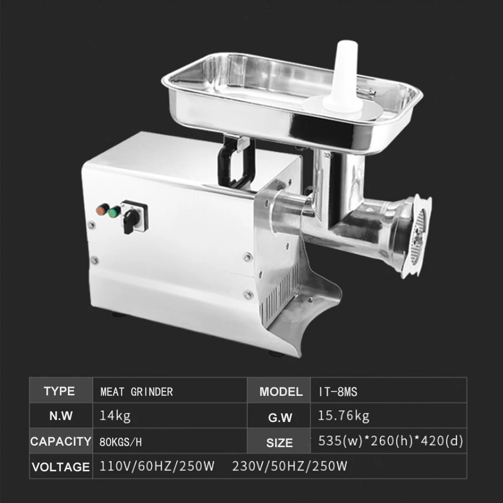 ITOP Commercial ELectric Meat Grinder Stainless Steel Meat Mincer Food Chopper Heavy Duty Food Processors Machine