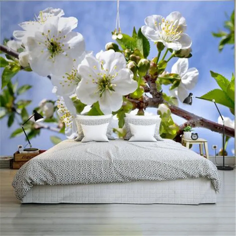 3d Alam Wallpaper Bunga Putih Pohon Wallpaper Foto Lukisan Dinding