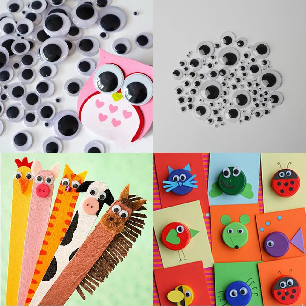 Googly Doll Eyes, Plastic Toy Eyes, Doll Eyes 700Pcs 4-15mm Mixed Googly Eyes Self-adhesive DIY Scrapbooking for Teddy Bear Stuffed Toy Doll Accessories