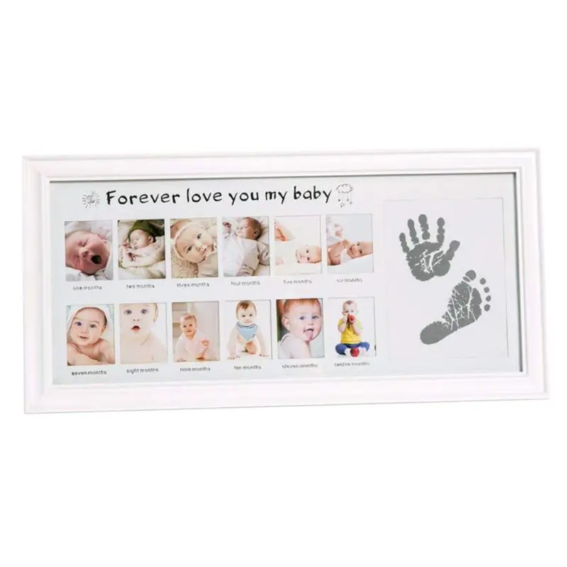 

Baby Growth Hands and Feet Footprints Desktop Photo Frame Newborn 12 Months Creative Wall Hanging Wood Picture Frames
