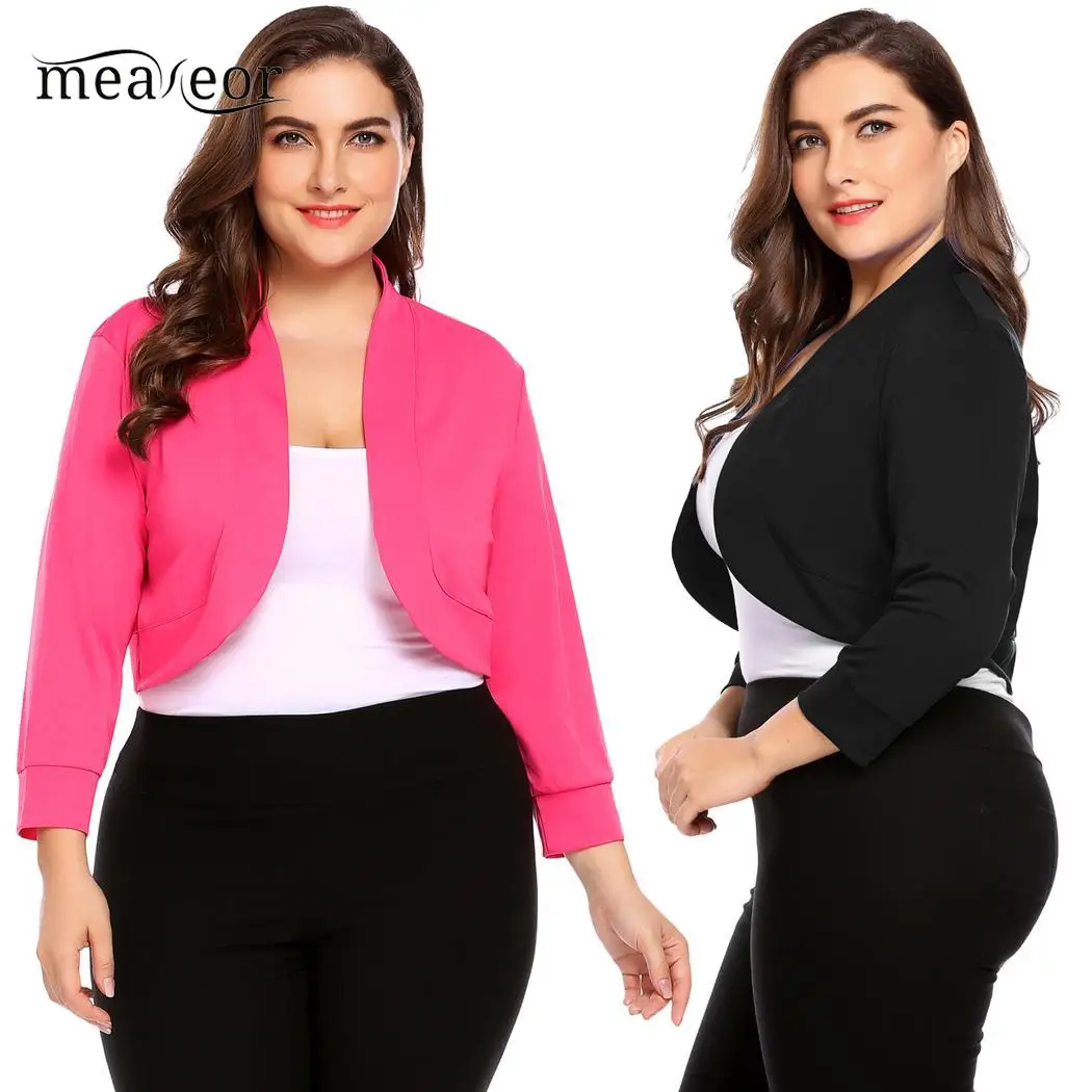 Meaneor женские короткие болеро большие размеры XL 5XL рукав 3/4 осенние пальто
