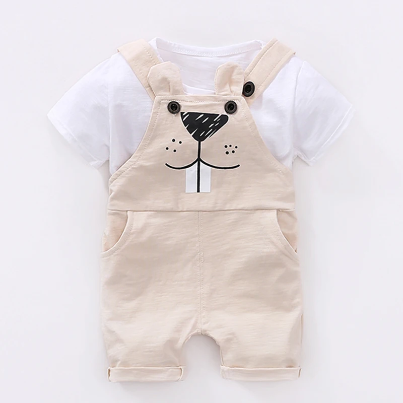 New Born Baby Clothes Sets Cartoon Rabbit Short Sleeve Summer Cute Boy Girl Infant Outfits Toddler Playsuits Kid Wear | Детская одежда