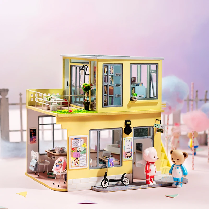 Robotime поделки Кукольный дом деревянный кукольный дом Миниатюрный кукольная мебель комплект с светодиодный игрушки для детей Прямая TD04