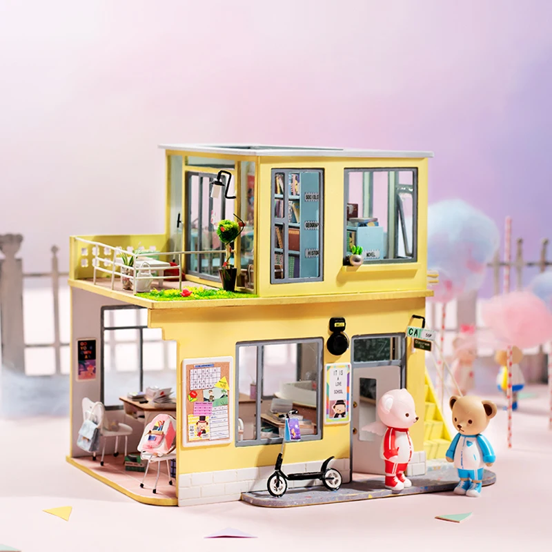 

Robotime DIY Doll House Wooden Doll Houses Miniature Dollhouse Furniture Kit with LED Toys for Children Drop Shipping TD04