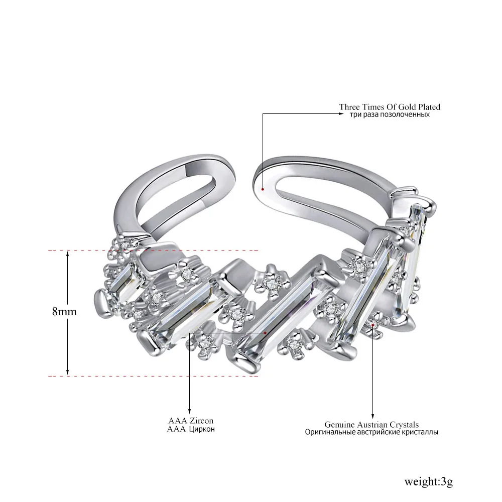 Lokaer дизайн Геометрические Хрустальные Обручальные кольца проложить Установка кубического циркония кольца на годовщину ювелирные изделия для женщин LR17186