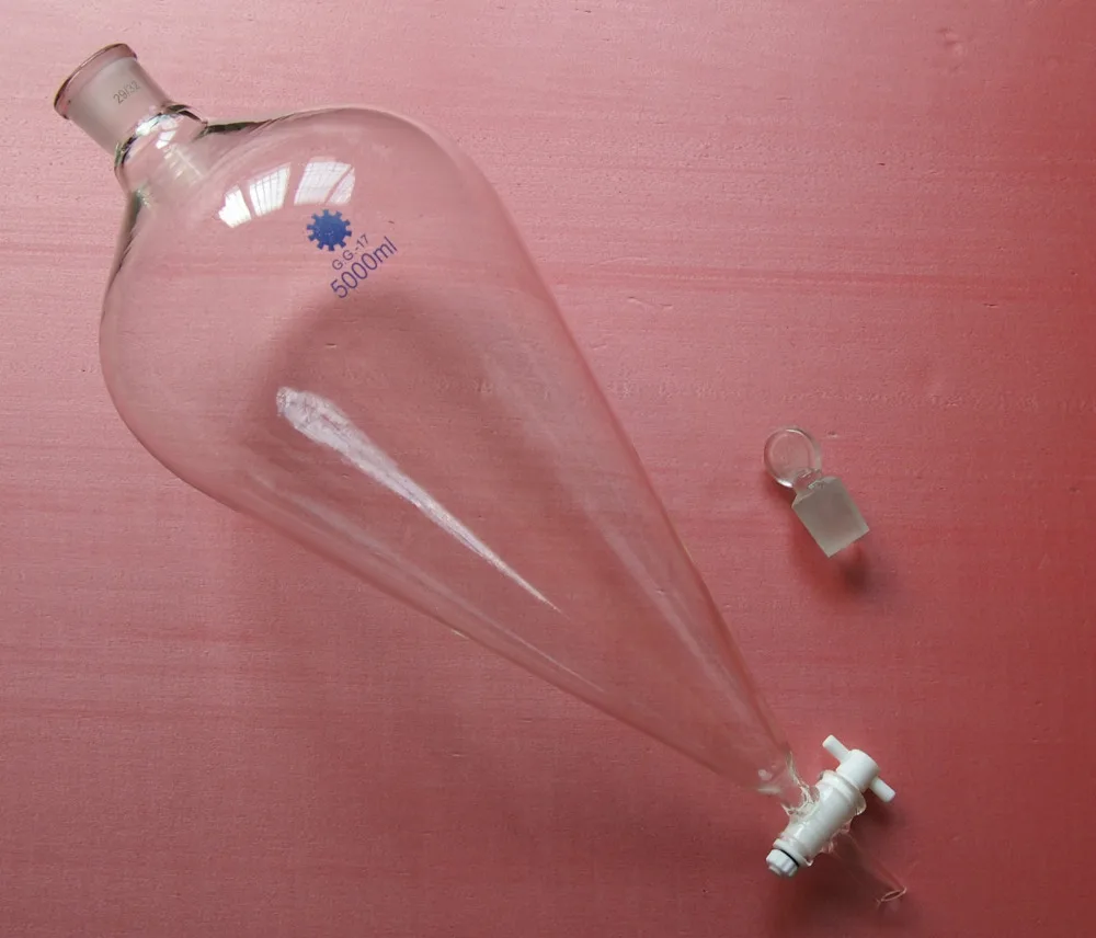 5000ml,24/29,Glass Separatory Funnel,5L Pyriform Dropping Funnels