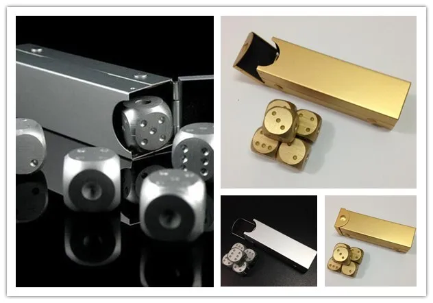 

5pcs Aluminium alloy Portable Drinking game gold Dice Entertainment Toy Gambling Dice Fun Board Game Solid Dominoes poker Dice