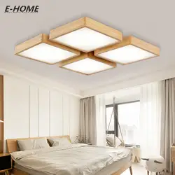 Новый Современный твердый потолок простой гостиной лампа японский дерева творческий спальня исследование освещения пульт дистанционного