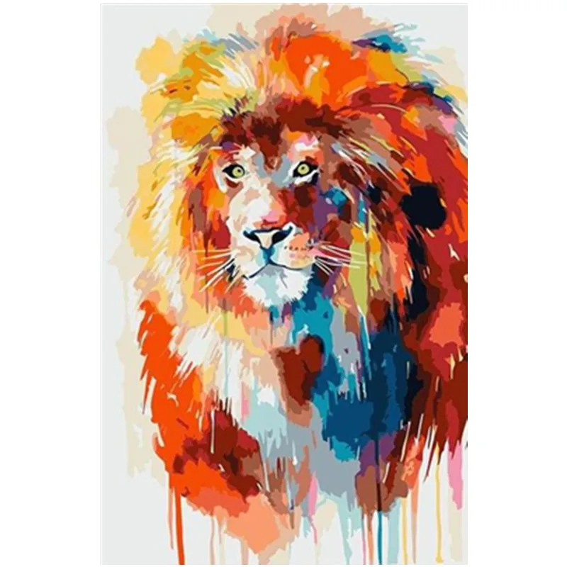 

Painting By Numbers DIY Dropshipping 40x50 50x65cm Watercolor Lion Animal Canvas Wedding Decoration Art picture Gift